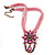 Pink Statement Diamante Charm Pendant Cord Necklace In Bronze Metal - 38cm Length/ 7cm Extension - view 3