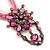 Pink Statement Diamante Charm Pendant Cord Necklace In Bronze Metal - 38cm Length/ 7cm Extension - view 4