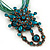 Teal Green Statement Diamante Charm Pendant Cord Necklace In Bronze Metal - 38cm Length/ 7cm Extension - view 4