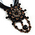 Black/Grey Statement Diamante Charm Pendant Cord Necklace In Bronze Metal - 38cm Length/ 7cm Extension - view 4