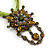Olive/Light Green Statement Diamante Charm Pendant Cord Necklace In Bronze Metal - 38cm Length/ 7cm Extension - view 3