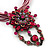 Magenta/Pink Statement Diamante Charm Pendant Cord Necklace In Bronze Metal - 38cm Length/ 7cm Extension - view 4