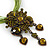 Olive Green Diamante Vintage Flower Pendant On Cotton Cords Necklace In Bronze Metal - 38cm Length/ 7cm Extension - view 4