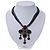 Vintage Black/Grey Diamante 'Cross' Pendant Necklace On Cotton Cords In Bronze Metal - 38cm Length/ 7cm Extension - view 2