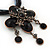 Vintage Black/Grey Diamante 'Cross' Pendant Necklace On Cotton Cords In Bronze Metal - 38cm Length/ 7cm Extension - view 4