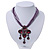 Vintage Violet/Purple Diamante 'Cross' Pendant Necklace On Cotton Cords In Bronze Metal - 38cm Length/ 7cm Extension - view 3