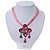 Vintage Pink Diamante 'Cross' Pendant Necklace On Cotton Cords In Bronze Metal - 38cm Length/ 7cm Extension - view 2