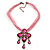 Vintage Pink Diamante 'Cross' Pendant Necklace On Cotton Cords In Bronze Metal - 38cm Length/ 7cm Extension - view 3