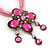 Vintage Pink Diamante 'Cross' Pendant Necklace On Cotton Cords In Bronze Metal - 38cm Length/ 7cm Extension - view 4