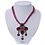 Vintage Magenta Diamante 'Cross' Pendant Necklace On Cotton Cords In Bronze Metal - 38cm Length/ 7cm Extension - view 2