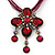 Vintage Magenta Diamante 'Cross' Pendant Necklace On Cotton Cords In Bronze Metal - 38cm Length/ 7cm Extension
