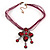 Vintage Magenta Diamante 'Cross' Pendant Necklace On Cotton Cords In Bronze Metal - 38cm Length/ 7cm Extension - view 5