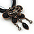 Black/Grey Diamante 'Butterfly With Tail' Cotton Cord Pendant Necklace In Bronze Metal - 38cm Length/ 8cm Extension - view 4