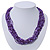 Purple Glass Bead Multistrand Necklace In Silver Plating - 42cm Length/ 6cm Extension - view 4