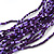 Purple Glass Bead Multistrand Necklace In Silver Plating - 42cm Length/ 6cm Extension - view 3