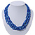 Blue Glass Bead Multistrand Necklace In Silver Plating - 42cm Length/ 6cm Extension - view 2