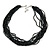 Black/Grey Glass Bead Multistrand Necklace In Silver Plating - 42cm Length/ 6cm Extension - view 3