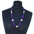 Purple Glass Bead With Hammered Metal Station Long Necklace In Silver Tone Finish - 70cm Length/ 7cm Extension - view 5