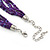 Purple Glass Bead With Hammered Metal Station Long Necklace In Silver Tone Finish - 70cm Length/ 7cm Extension - view 6