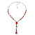 Y-Shape Red Resin Rose Bead Necklace In Rhodium Plating - 46cm Length/ 6cm Extension - view 4