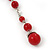 Y-Shape Red Resin Rose Bead Necklace In Rhodium Plating - 46cm Length/ 6cm Extension - view 5