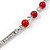 Y-Shape Red Resin Rose Bead Necklace In Rhodium Plating - 46cm Length/ 6cm Extension - view 6