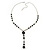 Y-Shape Black Resin Rose Bead Necklace In Rhodium Plating - 46cm Length/ 6cm Extension - view 6