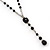 Y-Shape Black Resin Rose Bead Necklace In Rhodium Plating - 46cm Length/ 6cm Extension - view 5