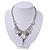 Vintage Burn Silver Charm 'Heart&Butterfly' Mesh Necklace - 40cm Length/ 6cm Extension - view 2
