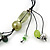 Long Green Glass and Wooden Bead Necklace on Cotton Cord - Expandable 112cm - 147cm Length - view 6