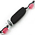 Long Pink Glass Bead and Silver Heart Acrylic Bead Necklace on Black Suede Cord - 100cm Length - view 6