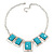 Light Blue Square Acrylic Bead Geometric Necklace In Silver Plating - 40cm Length/ 5cm Extension - view 3