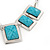 Light Blue Square Acrylic Bead Geometric Necklace In Silver Plating - 40cm Length/ 5cm Extension - view 4