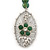 Oval Wire Pendant With Angel & Green Jade Flower Necklace In Rhodium Plating - 48cm Length/ 6cm Extension - view 4