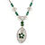 Oval Wire Pendant With Angel & Green Jade Flower Necklace In Rhodium Plating - 48cm Length/ 6cm Extension - view 5