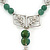 Oval Wire Pendant With Angel & Green Jade Flower Necklace In Rhodium Plating - 48cm Length/ 6cm Extension - view 7