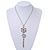 Green Jade/ Rose Quartz Stone 'Chain Tassel' Pendant Necklace In Rhodium Plating - 44cm Length/ 6cm Extension - view 5
