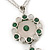 Green Jade/ Rose Quartz Stone 'Chain Tassel' Pendant Necklace In Rhodium Plating - 44cm Length/ 6cm Extension - view 3