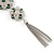 Green Jade/ Rose Quartz Stone 'Chain Tassel' Pendant Necklace In Rhodium Plating - 44cm Length/ 6cm Extension - view 4