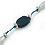 Long Teal and Silver Tone Acrylic and Wooden Nugget Necklace on Suede Cord - 110cm Length - view 5