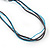 Long Teal and Silver Tone Acrylic and Wooden Nugget Necklace on Suede Cord - 110cm Length - view 6