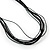 Long Faux Pearl and Silver Acrylic Bead Necklace On Black Cotton and Suede Cord - 100cm Length - view 6