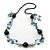 Long Turquoise Stone and Dark Blue Wooden Bead Necklace on Cotton Cord - Expandable 112cm - 147cm Length - view 1