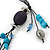 Long Turquoise Stone and Dark Blue Wooden Bead Necklace on Cotton Cord - Expandable 112cm - 147cm Length - view 7