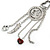 Long Hot Pink Stone and Silver Charm Tassel Necklace In Silver Tone - 75cm Length (5cm extension) - view 5
