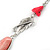 Long Hot Pink Stone and Silver Charm Tassel Necklace In Silver Tone - 75cm Length (5cm extension) - view 6