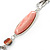 Long Hot Pink Stone and Silver Charm Tassel Necklace In Silver Tone - 75cm Length (5cm extension) - view 7