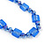 Sea Blue Glass Bead Necklace In Silver Plating - 42cm Length/ 6cm Extension - view 4