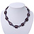 Purple Glass Bead Necklace In Silver Plating - 42cm Length/ 6cm Extension - view 2