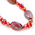 Glittering Carrot Red Glass Bead Necklace In Silver Plating - 42cm Length/ 6cm Extension - view 4